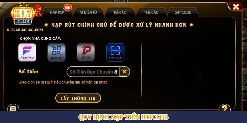 Nạp Tiền Hitclub | Hình số 1 Quy định nạp tiền Hitclub