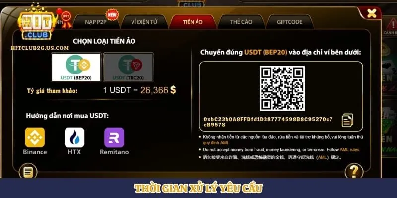 Nạp Tiền Hitclub | Hình số 4 Thời gian xử lý yêu cầu